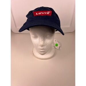 Levi's Baseball Cap Blue Red Logo Adjustable Cotton 100% Cotton NWT